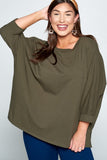 Cotton Dolman Sleeve Top in Olive