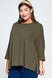 Cotton Dolman Sleeve Top in Olive