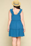 Ruffle Strap Tiered Dress in Vintage Blue - CLEARANCE