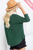 V Neck Waffle Top in Green