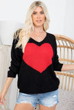 Large Red Heart Sweater in Black
