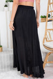 Maxi Skirt with Slit in Black