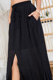 Maxi Skirt with Slit in Black