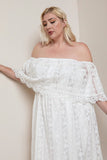 Lace Off Shoulder Maxi with Slit