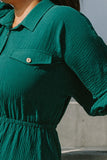 Hunter Green Half Button Shirt Dress