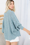 Bubble Sleeve Lightweight Sweater in Misty Blue