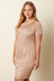 Sequin T-Shirt Dress in Rose Gold - CLEARANCE
