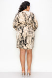 Black Marble Print Wrap Dress