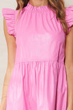 Pink Leatherette Baby Doll Dress