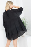 Light Tiered Button Up Top in Black