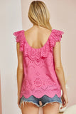 Scalloped Eyelet Lace Top in Pink *CLEARANCE*