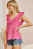Scalloped Eyelet Lace Top in Pink *CLEARANCE*