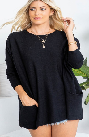 Soft Two Pocket Tunic in Black