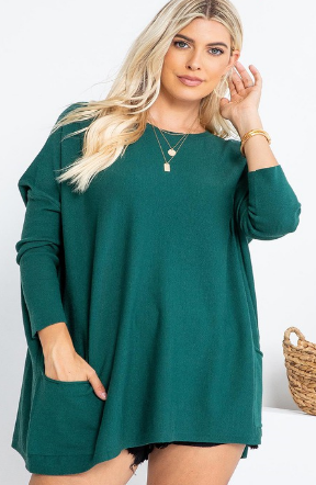 Soft Two Pocket Tunic in Hunter Green