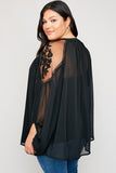Sheer Shoulder Embroidered Top - CLEARANCE