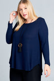 Soft Scoop Neck Top in Navy