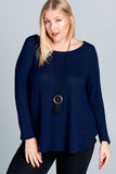 Soft Scoop Neck Top in Navy