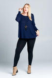 Soft Scoop Neck Top in Navy