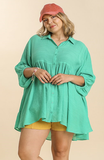 Light Tiered Button Up Top in Mint