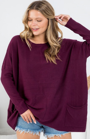 Soft Two Pocket Tunic in Berry