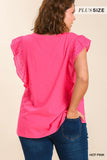Pink Eyelet Flutter Sleeve Tee *CLEARANCE*