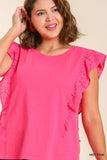 Pink Eyelet Flutter Sleeve Tee *CLEARANCE*