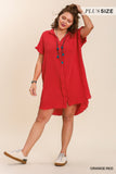 Cotton Shirt Dress in Red