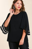 Sheer Panel Wide Sleeve Top