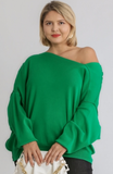 Asymmetric Neckline Sweater in Kelly Green