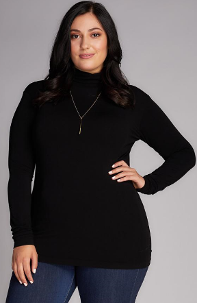 Bamboo Long Sleeve Turtle Neck in Black