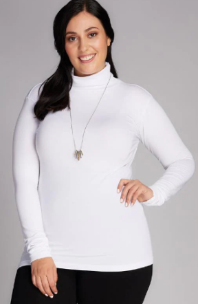 Bamboo Long Sleeve Turtle Neck in White