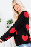 Red Hearts Sweater in Black