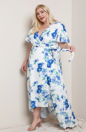 Floral Wrap Maxi in Blue Floral