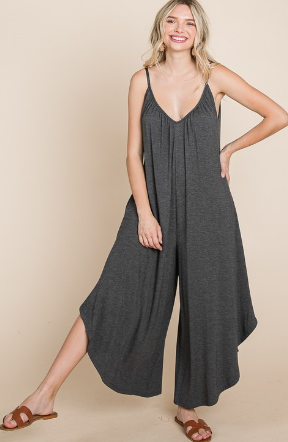 Solid Jersey Jumpsuit in Charcoal