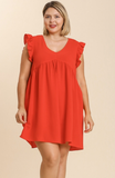 Flutter Sleeve Baby Doll Dress in Poppy Red