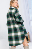 Long Plaid Shacket in Green