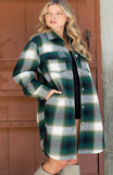 Long Plaid Shacket in Green