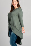 Jersey Knot Hi Lo Top in Olive