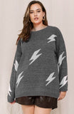 Lightning Bolt Knit Top in Grey