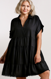 Linen Tiered Babydoll in Black