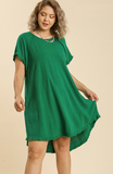 Linen Scoop Dress in  Green