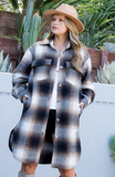 Long Plaid Shacket in Brown