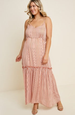 Striped Ruffle Tier Maxi
