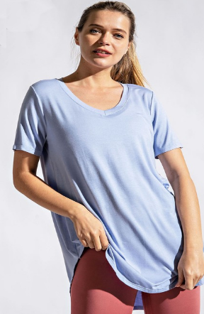 Essential V Neck Tee in Periwinkle Blue