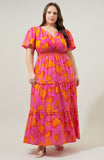 Pink & Orange Floral Maxi Dress