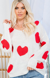 Red Hearts Sweater in Ivory