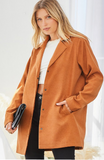 Deep Camel Cord Button Up Jacket