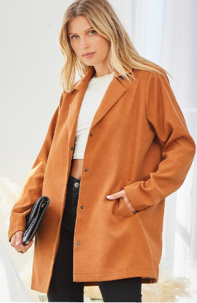 Deep Camel Cord Button Up Jacket