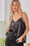 Scallop Sequins Cami in Black - CLEARANCE