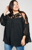Sheer Shoulder Embroidered Top - CLEARANCE